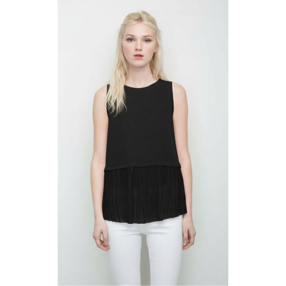 Generation Love Black Nolan Pleat Bottom Linen Tank, Size M, Like New